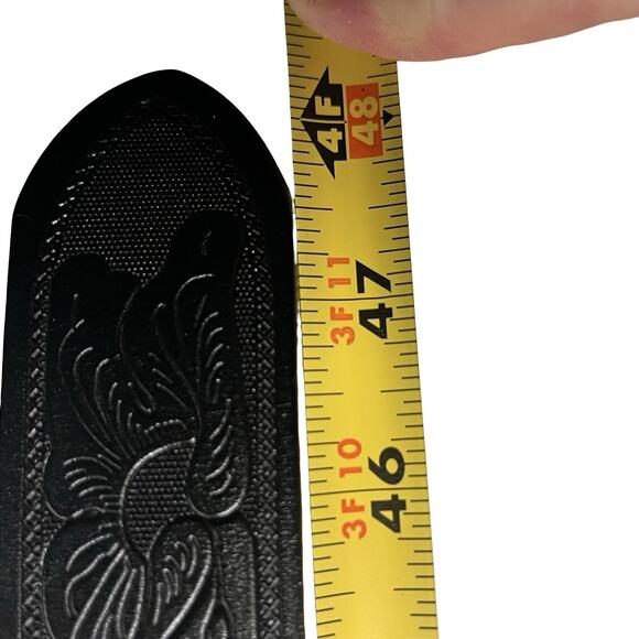 BISON DENIM Belt Dual-Prong Rugged Buckle Black/Brown Leather Sz 34–36 - Picture 8 of 9